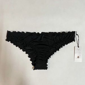 Cheeky ruffled black bathing suit bottoms